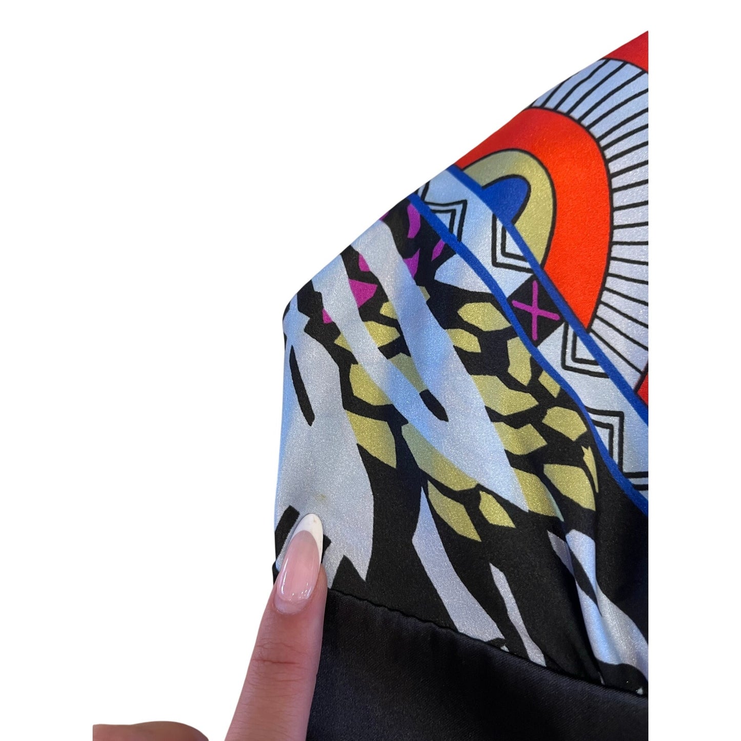 Pookie & Sebastian Printed Fit & Flare Dress Size L Spaghetti Strap V-Neck Midi