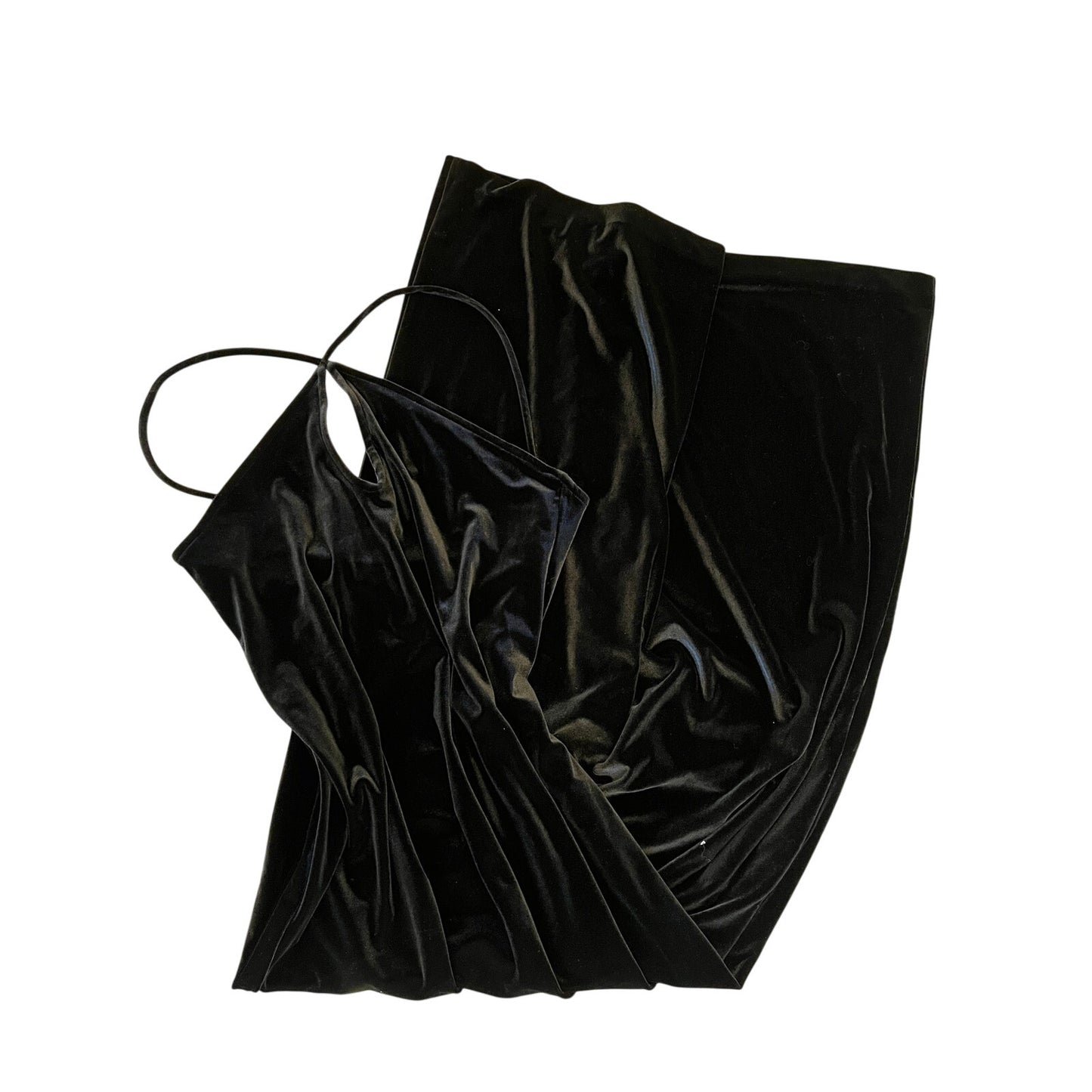 Parallel Dresses Black Velvet Halter Maxi Evening Gown Dress Size Large