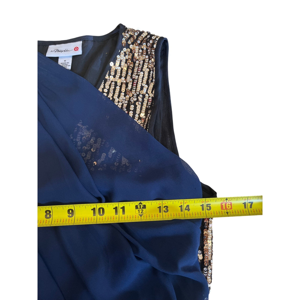 3.1 Phillip Lim for Target Navy Sequin Chiffon Cocktail Dress Size 6