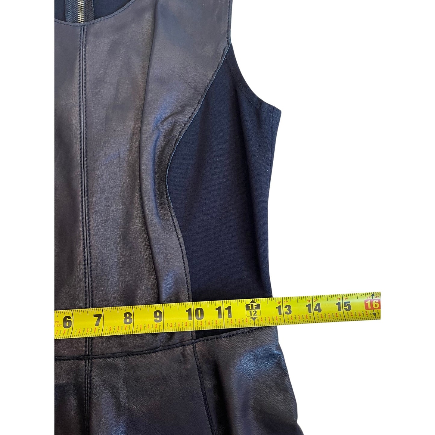 Halogen Black Genuine Leather Ponte Fit & Flare Dress Size 0
