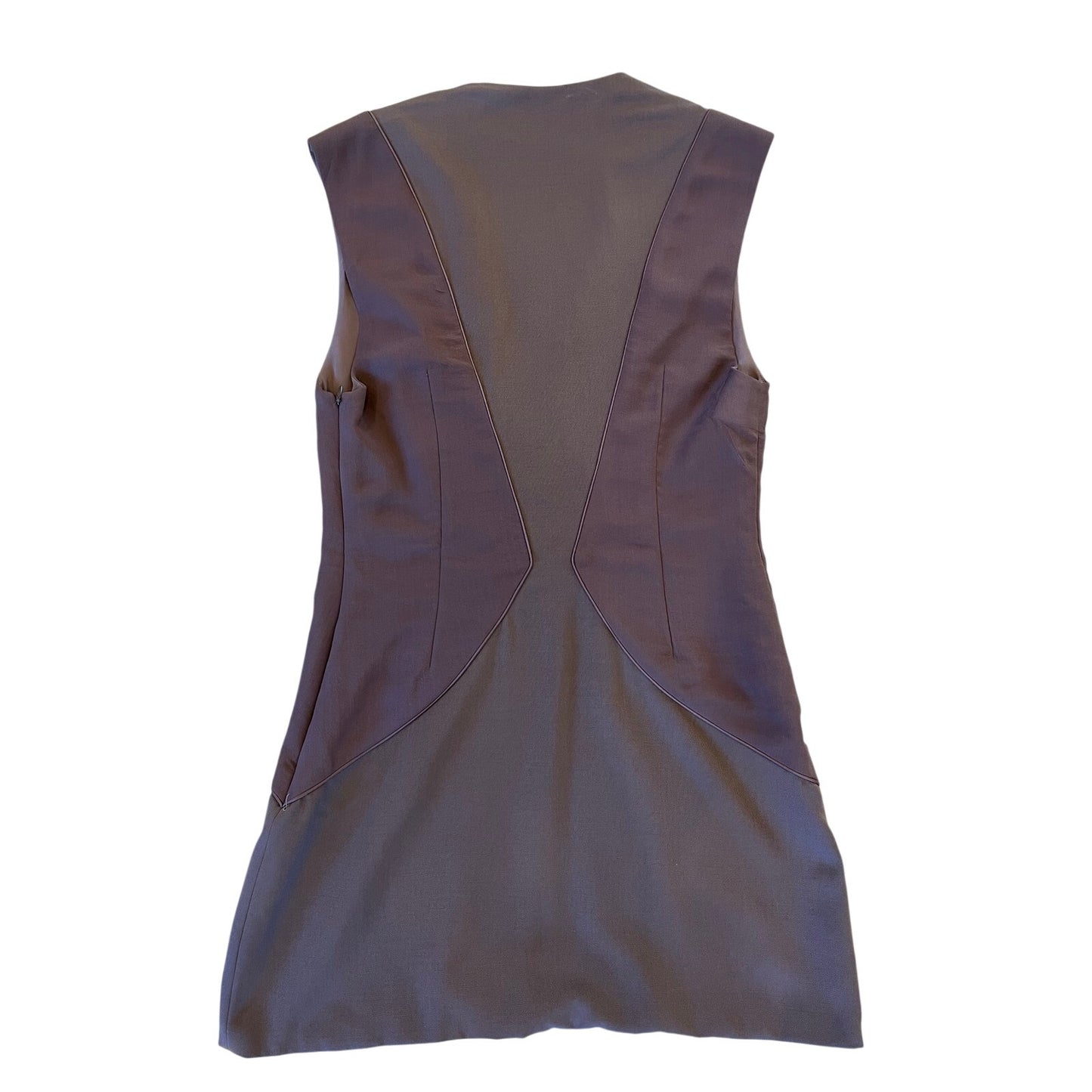 Vintage Y2K Brown Embellished V Neck Cocktail Dress Metallic Disc