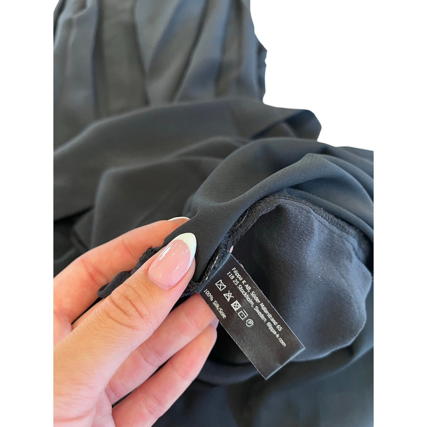 Filippa K 100% Silk Black Draped Wrap Halter Shift Dress XS Minimalist