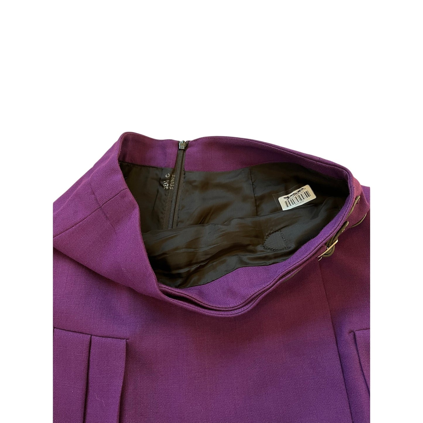 Purple Pleated Mini Skirt Buckle Detail A-Line Preppy