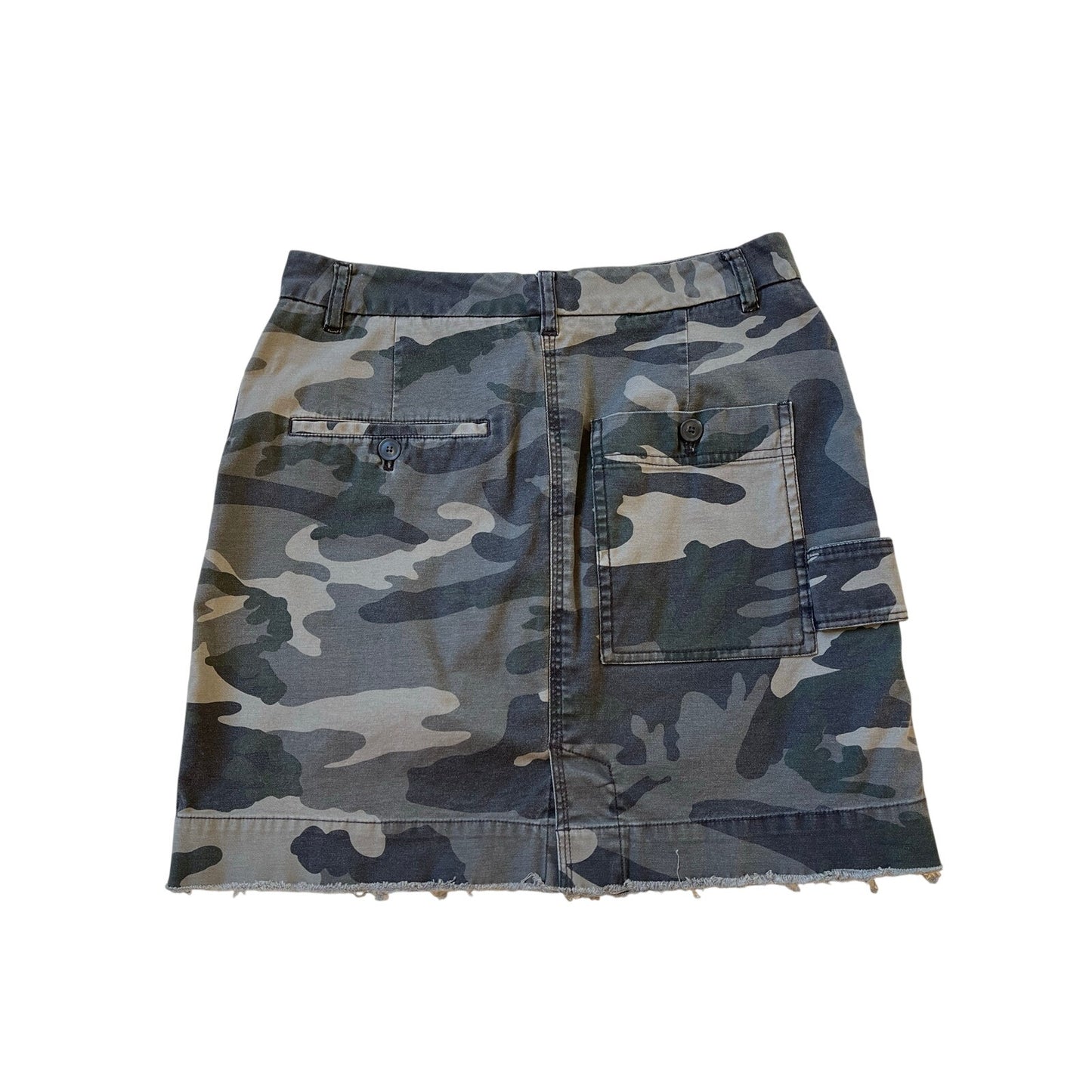 ATM Anthony Thomas Melillo Camo Mini Skirt Cotton Utility Cargo Raw Hem Size 2
