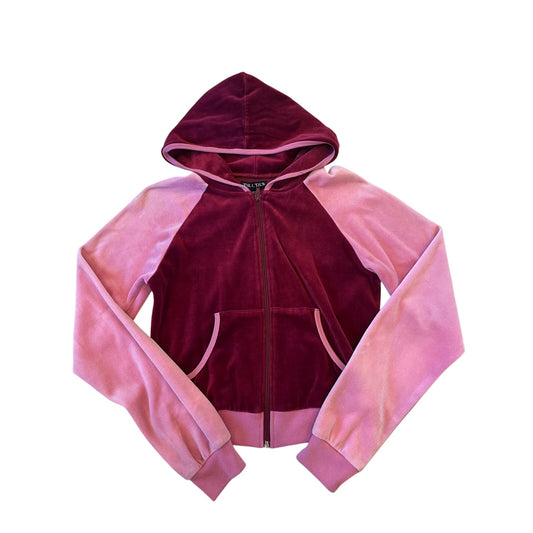 y2k pink velour zip up