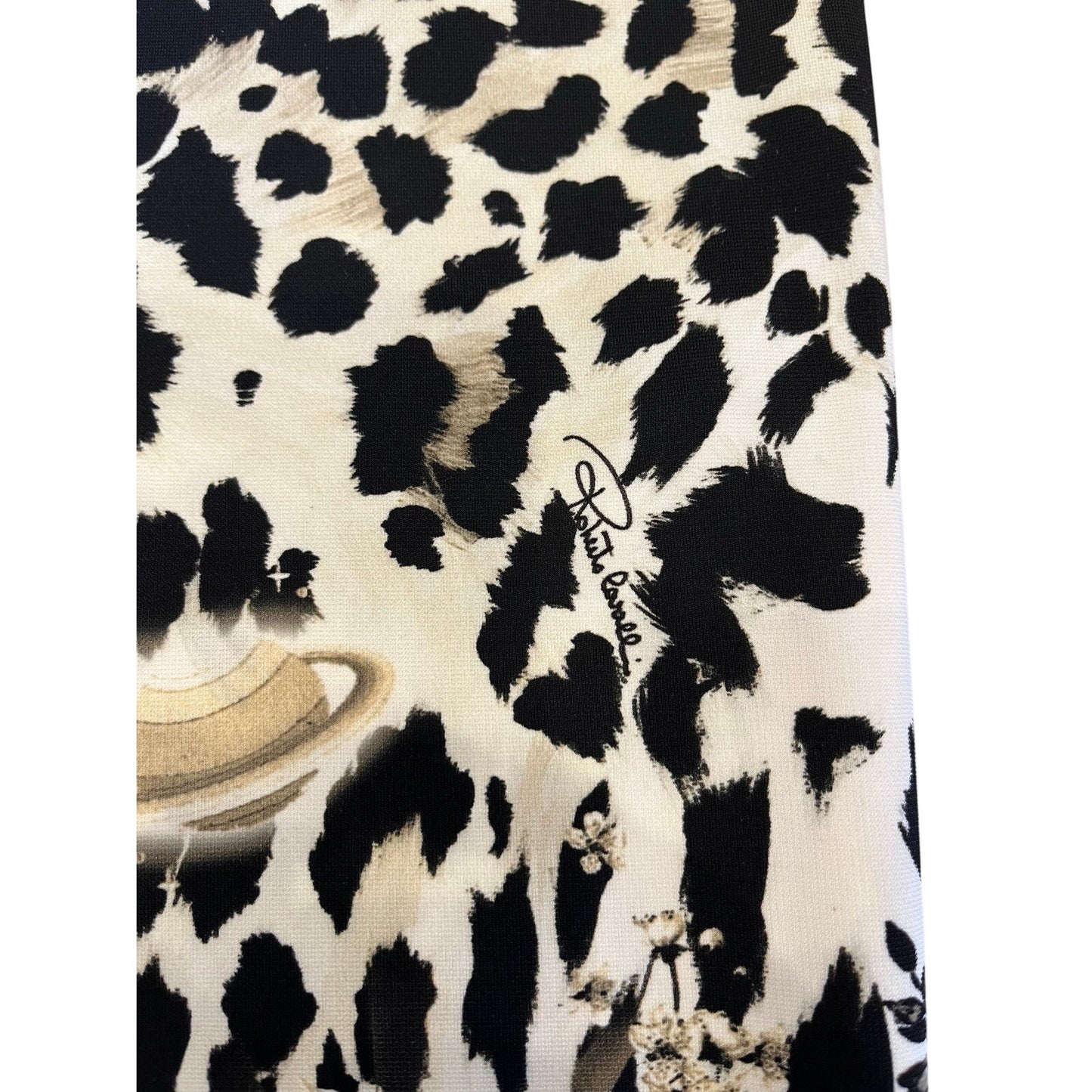 Roberto Cavalli Black White Leopard Print Midi Sheath Dress Made Italy