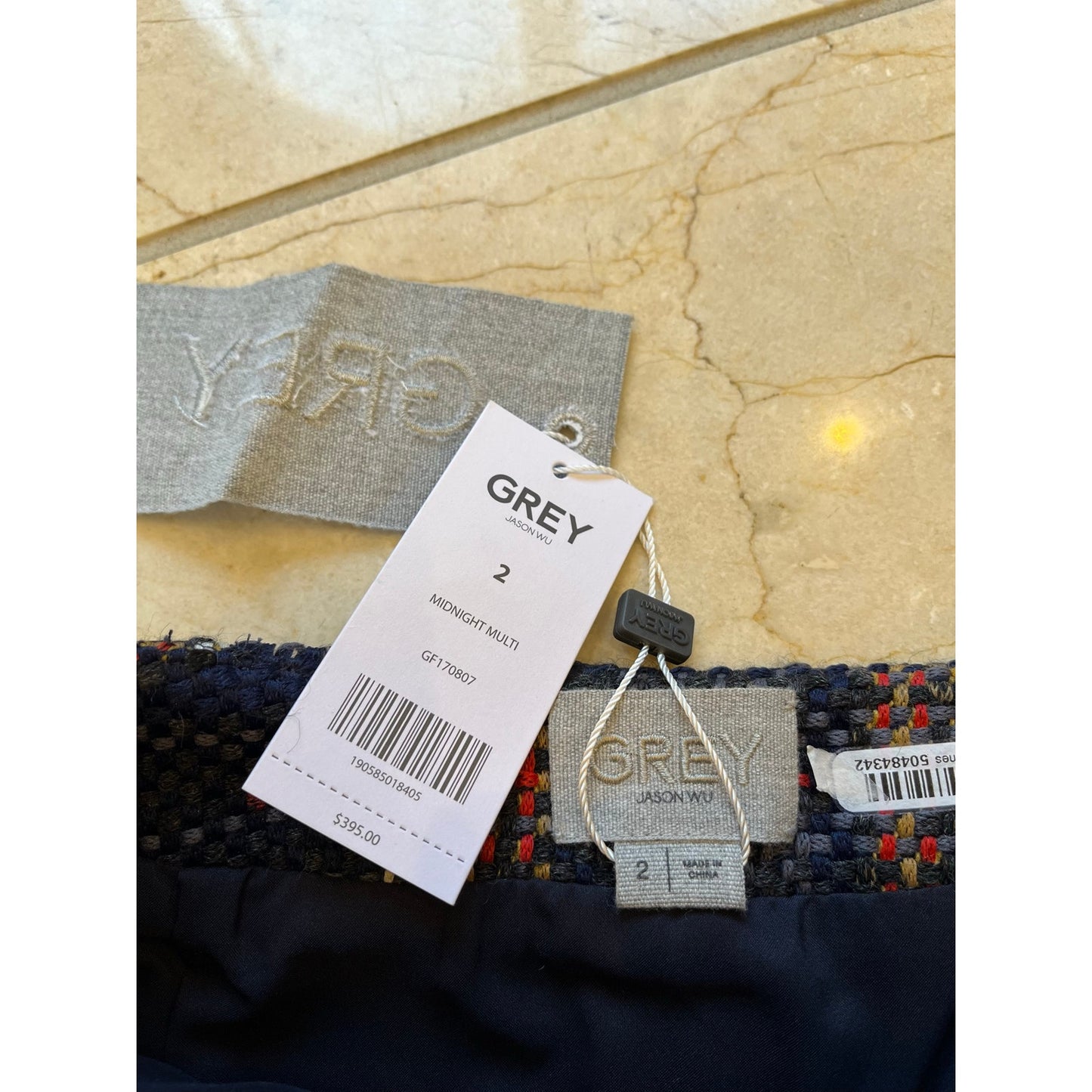 Grey Jason Wu Plaid Tweed A-Line Mini Skirt NWT Size 2