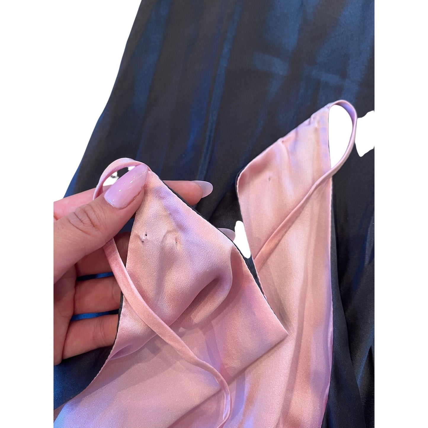 Vintage Y2K Black Pink Satin Lace Up Back Maxi Slip Dress Open Back