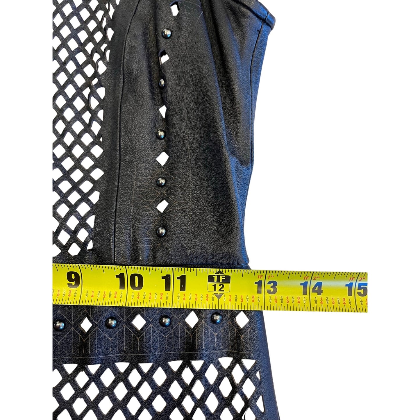 Parker Serena Black Leather Laser Cut Fringe Midi Dress XS
