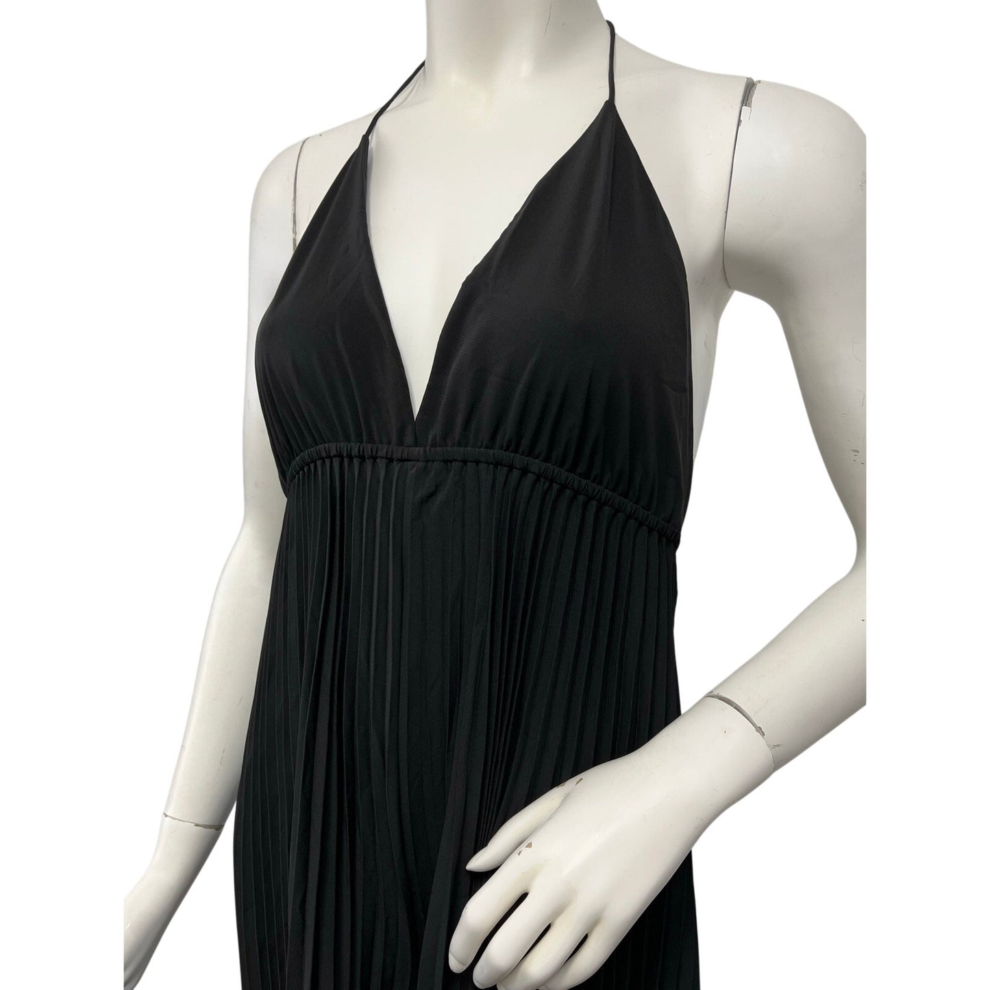 NWT Alice + Olivia Black Pleated Wide Leg Evening Jumpsuit Stacey Bendet