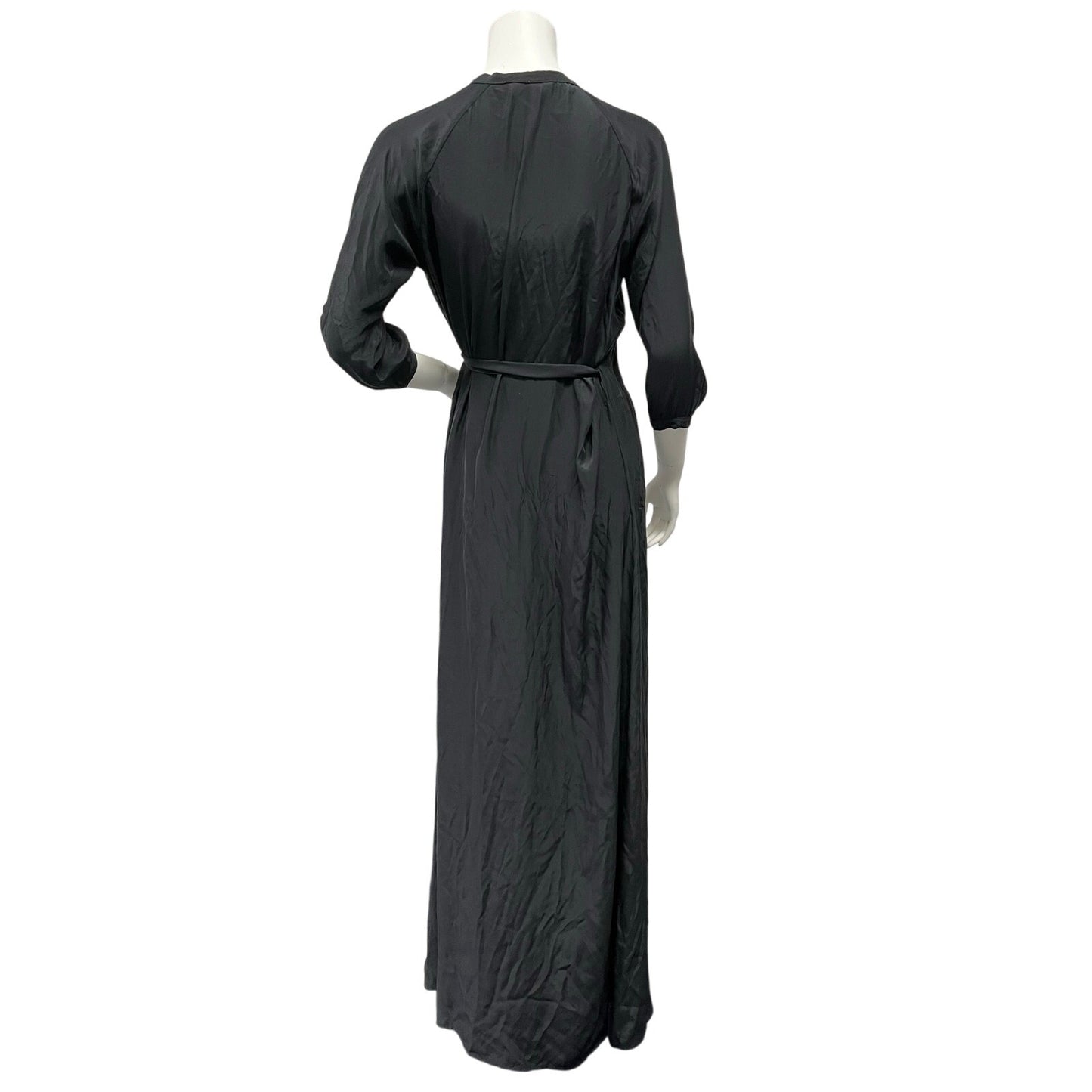 RHODE Resort 100% Silk Black Maxi Wrap Robe Dress Cover Up