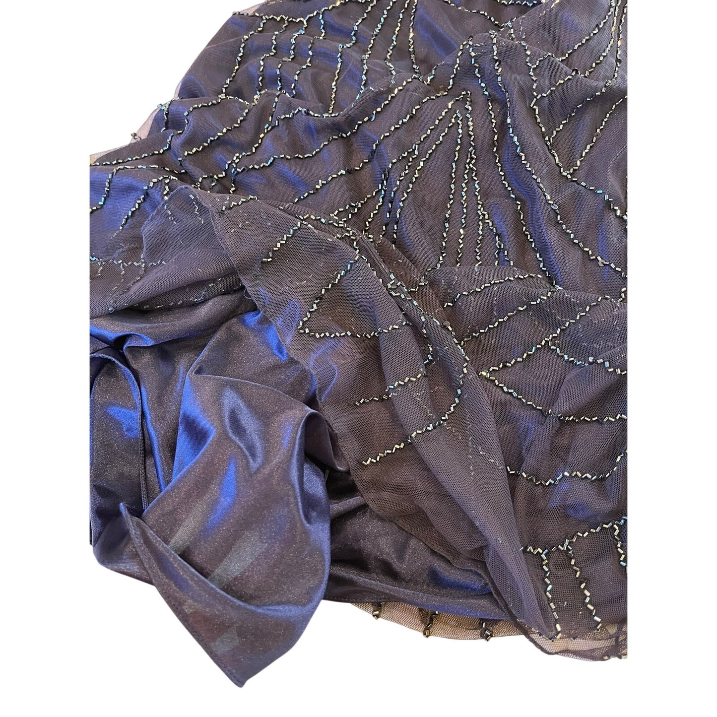 JKARA Navy Blue Beaded Formal Evening Gown Dress Size 6