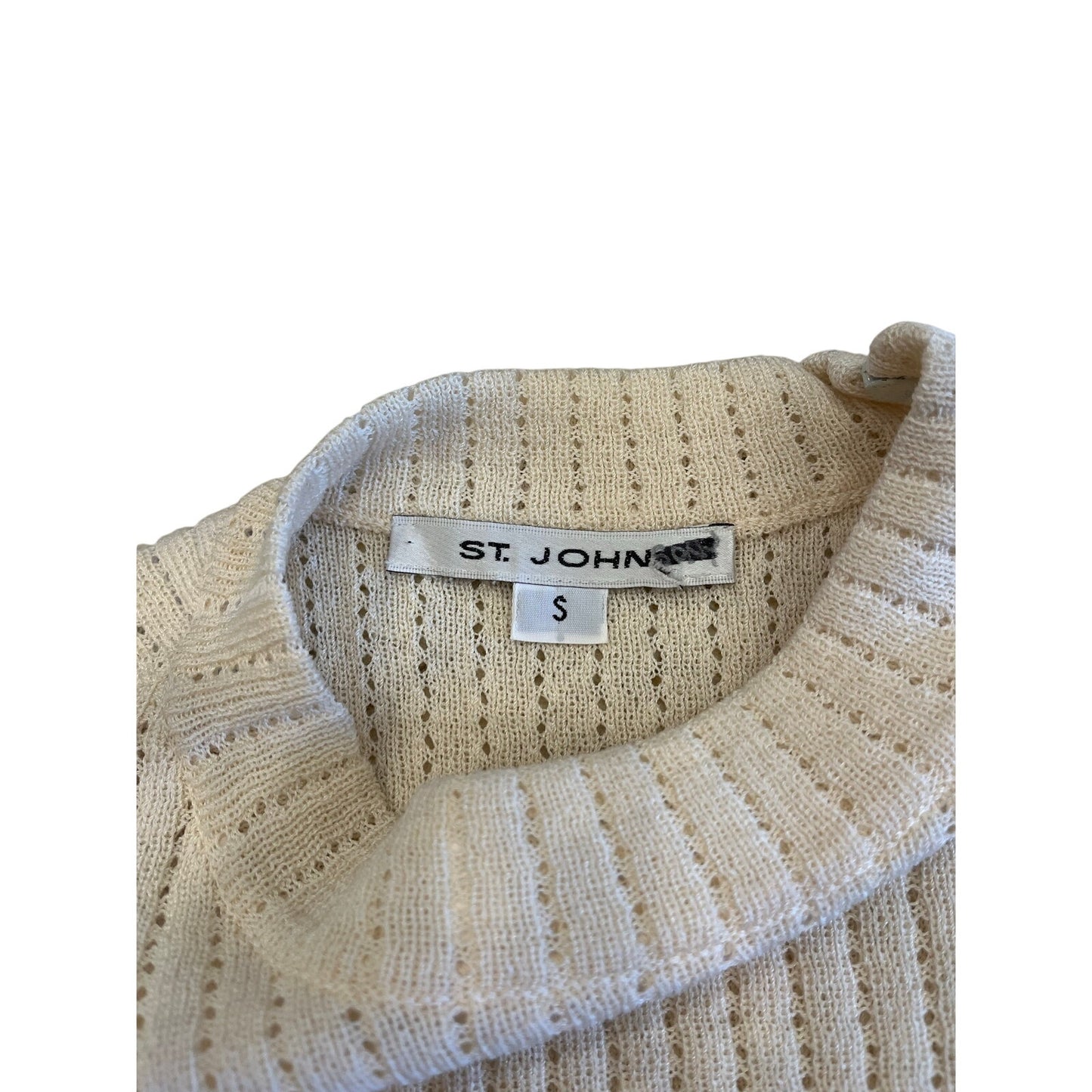 St. John Sport Ivory Open Knit Sleeveless Mock Neck Top Size S