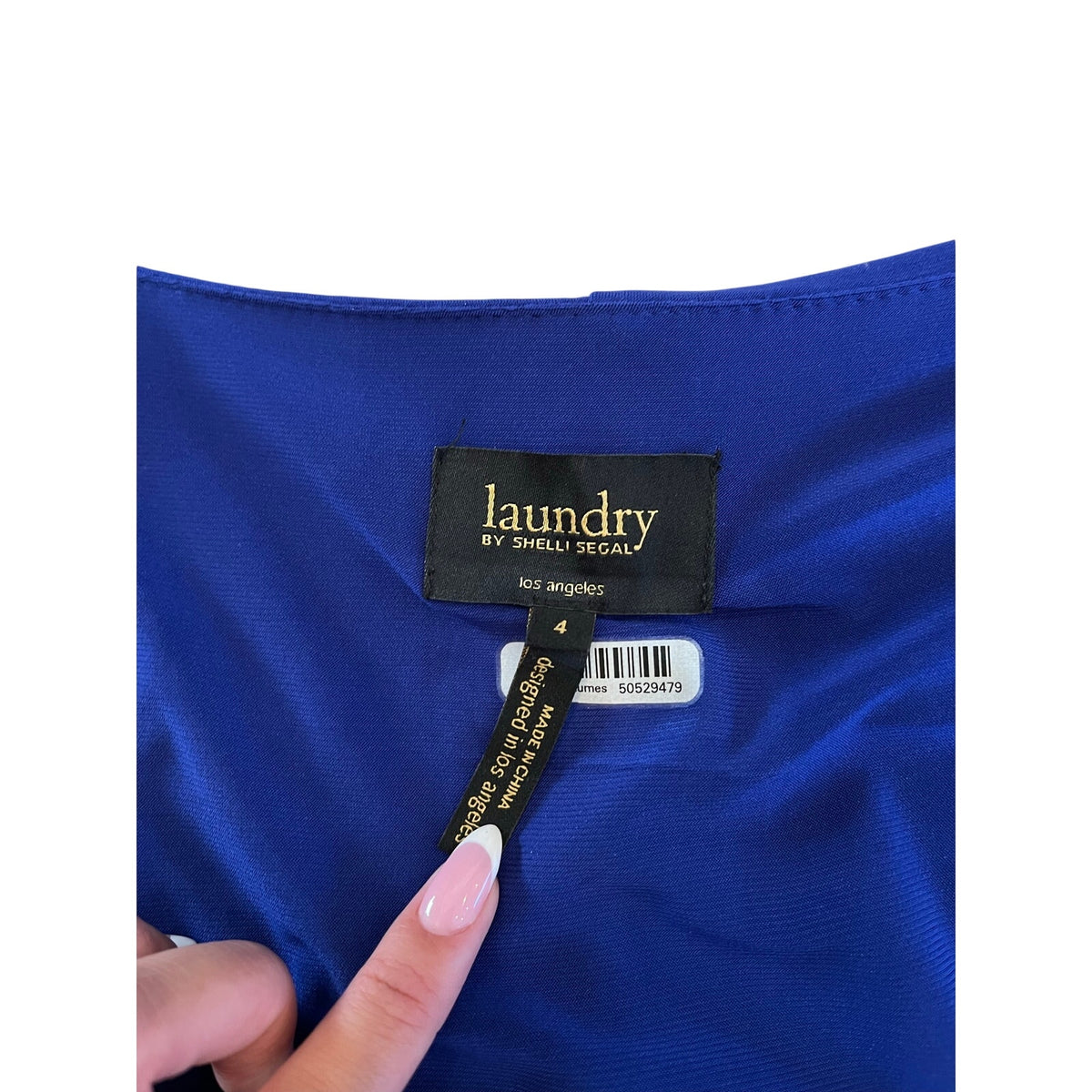Laundry by Shelli Segal Cobalt Blue Faux Wrap Peplum Dress Size 4