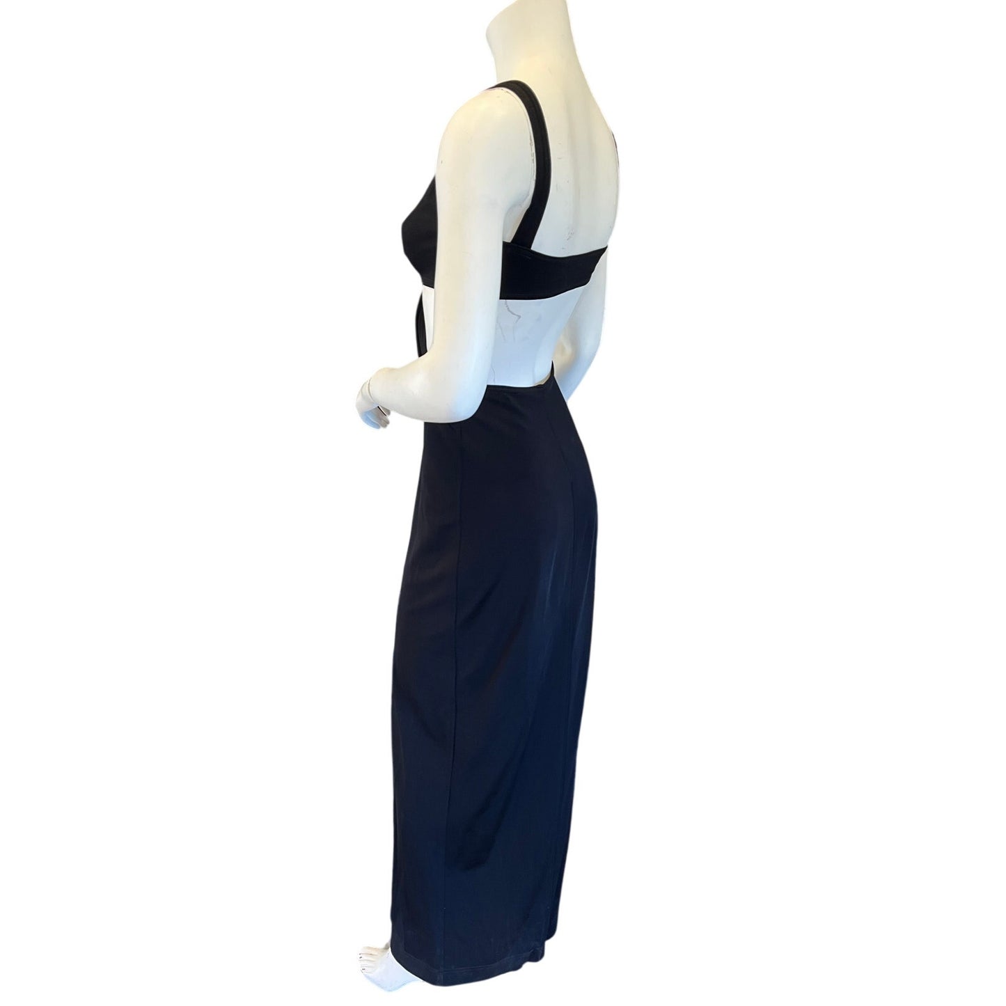 Tadashi Black Cutout Twist Front Maxi Dress Open Back Sleeveless Evening Gown XS