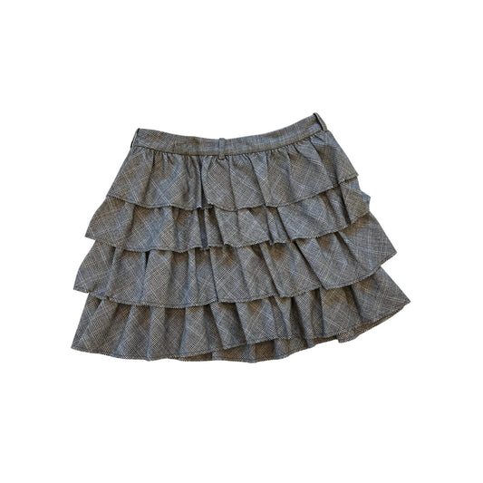 J.Crew Gray Plaid Tiered Ruffle Mini Skirt Size 0