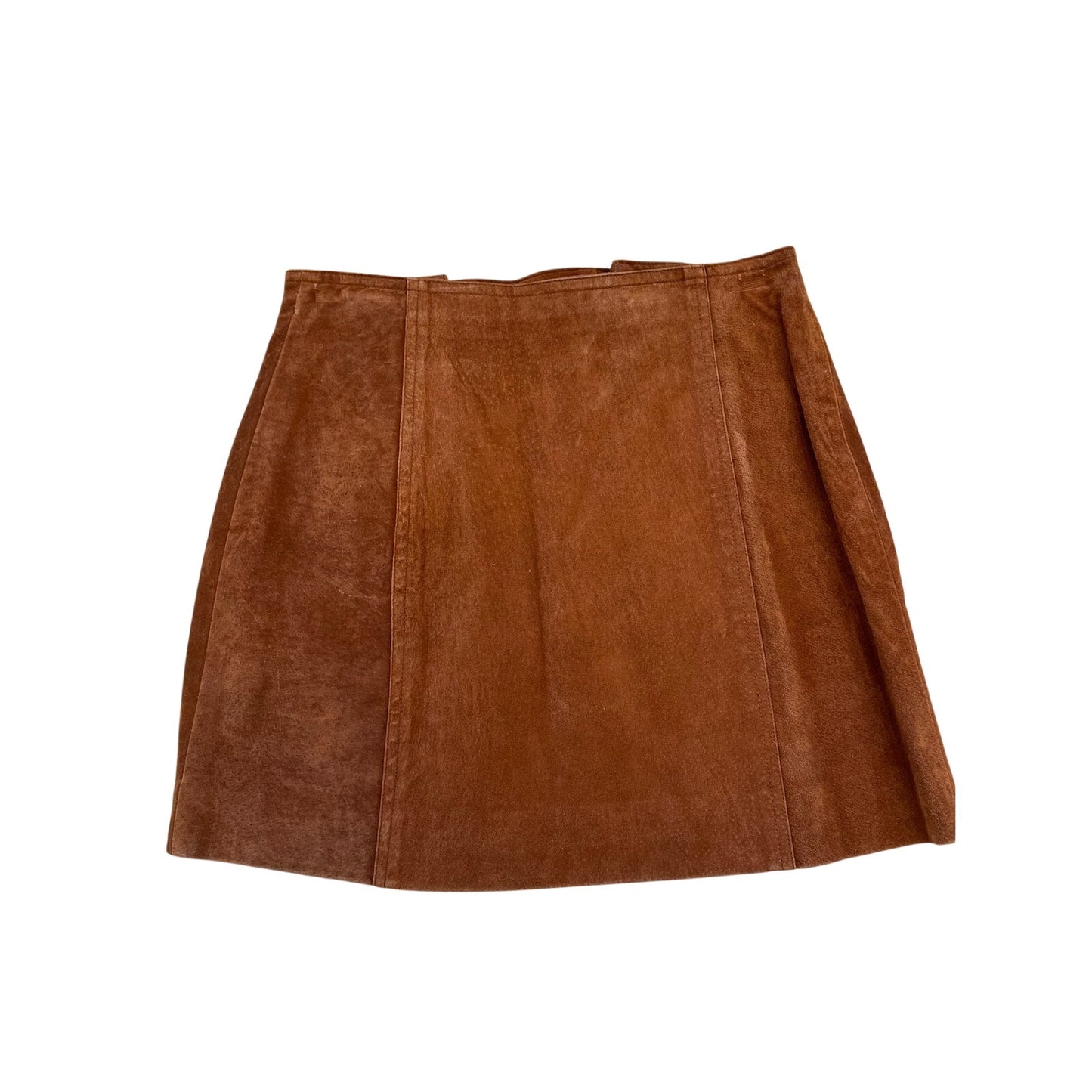 Capulet Brown Faux Suede Wrap Mini Skirt Military Button Detail Size S