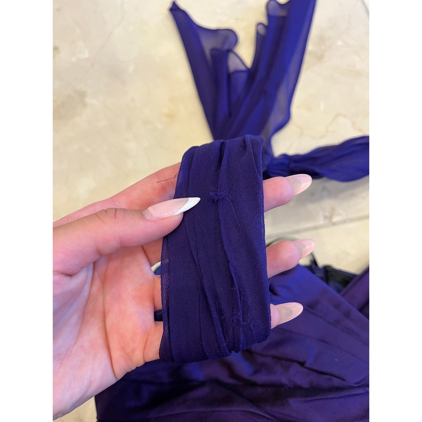 Suzi Chin for Maggy Boutique 100% Silk Purple Halter Cocktail Dress Size 0