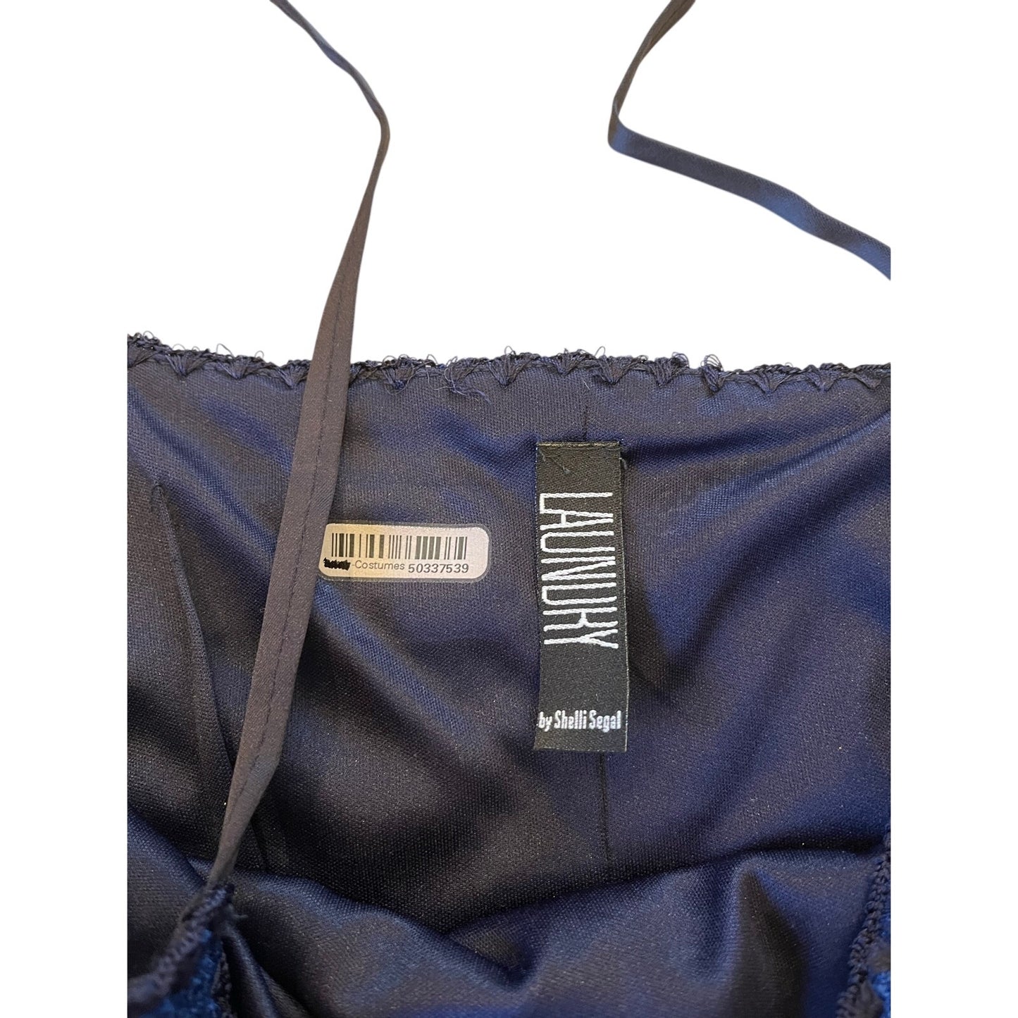 Laundry by Shelli Segal Navy Blue Crochet Lace Slip Dress Spaghetti Strap Small