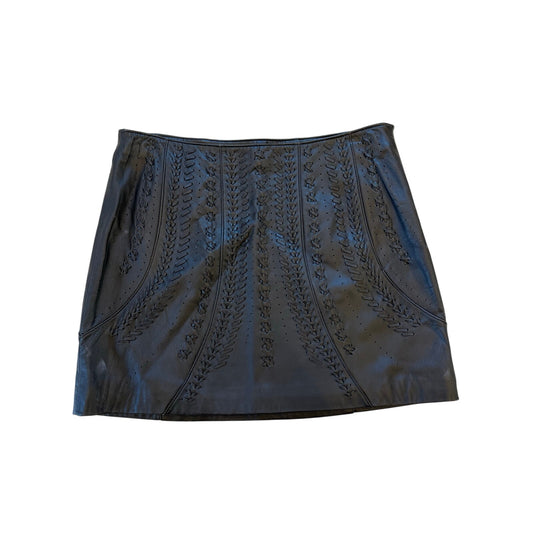 Zara Black Leather Mini Skirt Laser Cut Size S