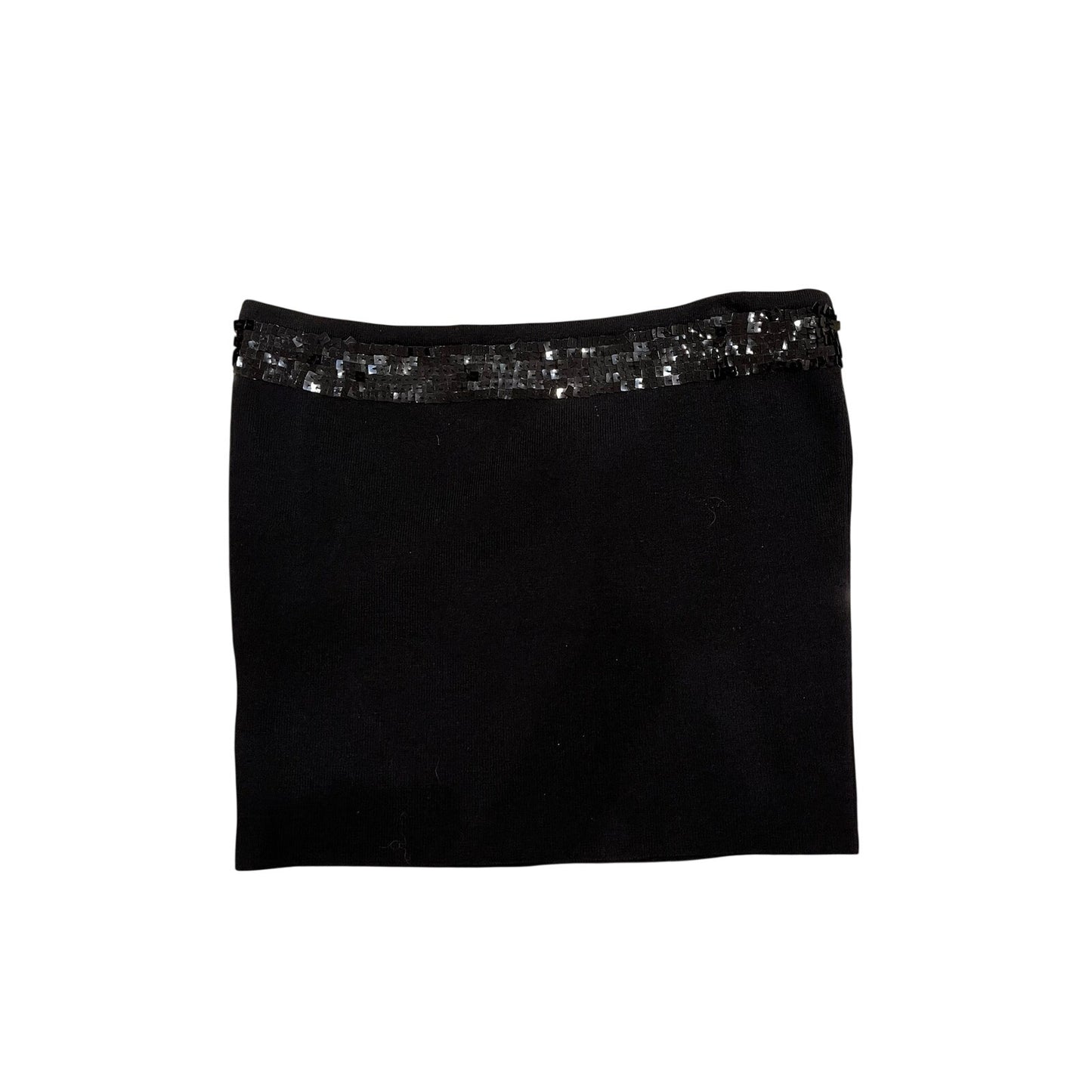 Ralph Lauren Black Sequin Trim Knit Tube Top Strapless Stretch Size S