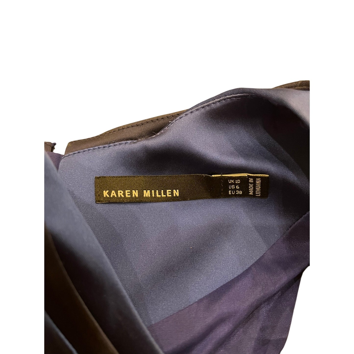 Karen Millen Blue Tailored Sheath Pencil Dress Contrast Panel Zip Back