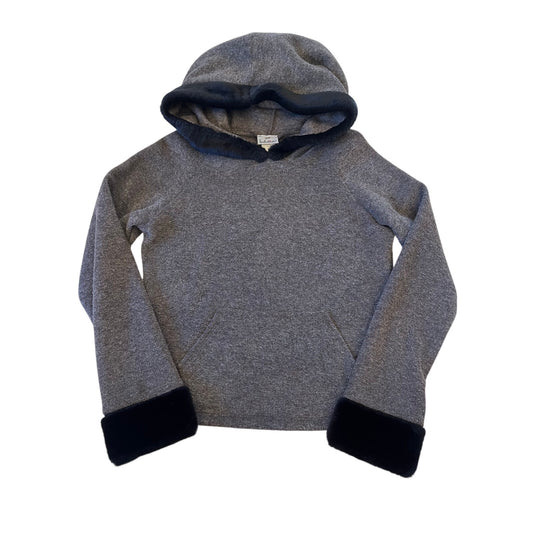 Vintage Y2K Miss Seduction Gray Faux Fur Trim Cropped Hoodie Sweatshirt