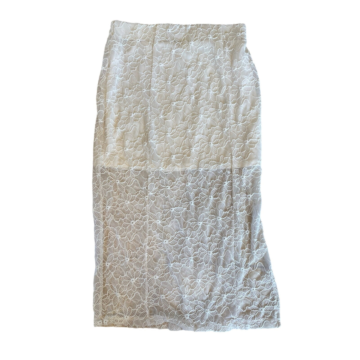 No Boundaries 2000s White Floral Lace Sheer Maxi Skirt M 8-10