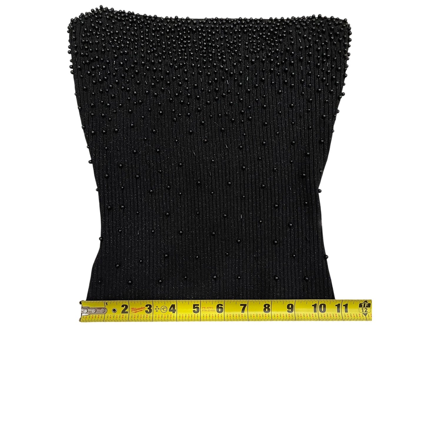 Vintage Black Beaded Strapless Tube Top Ribbed Knit Stretch Party Y2K Size S