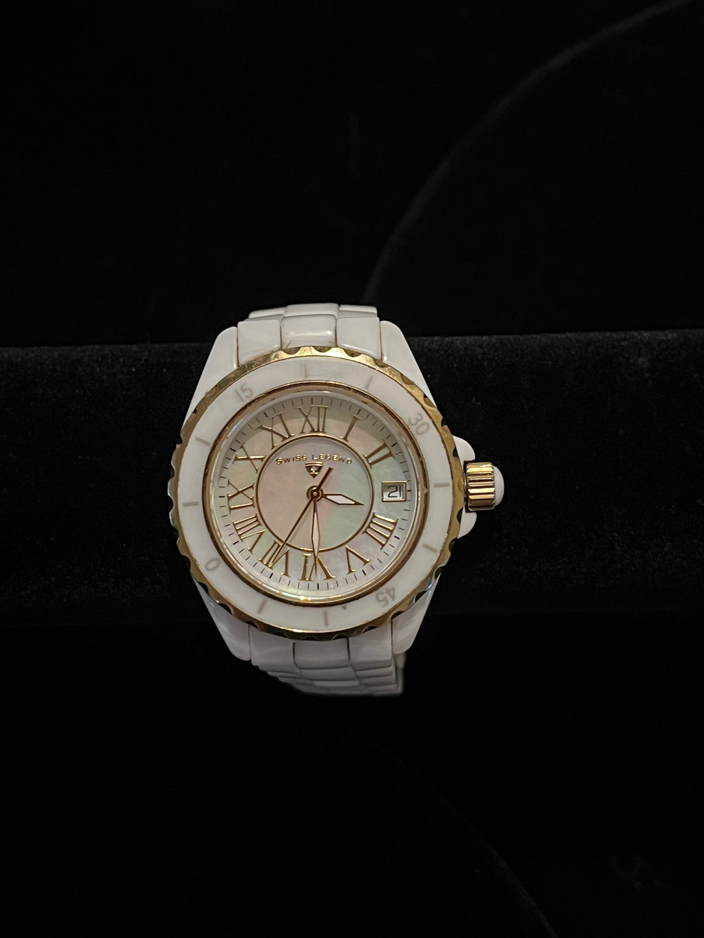 vintage women's watch- swiss legend white ceramic