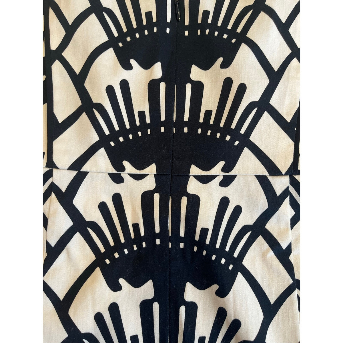 Donna Morgan Black White Geometric Print Sheath Dress Size 8 Cotton Sleeveless