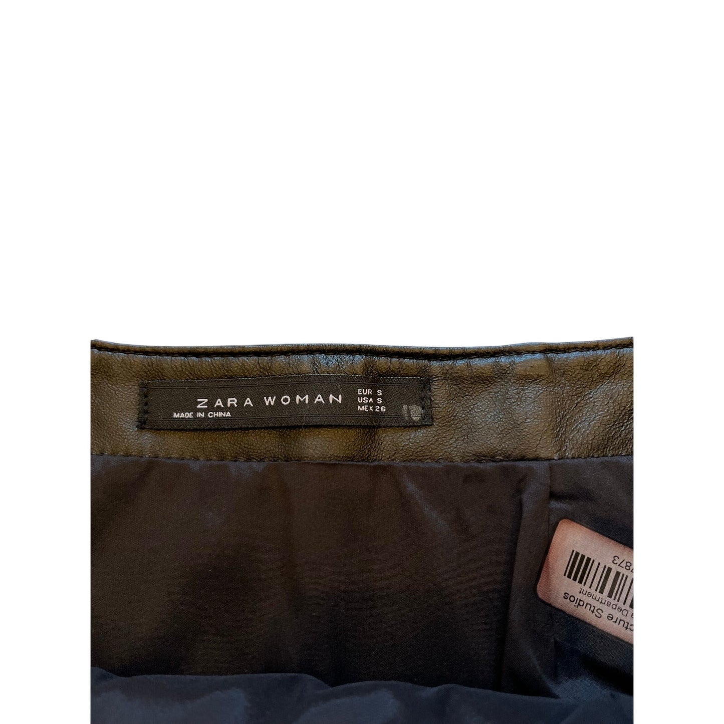 Zara Black Leather Mini Skirt Laser Cut Size S