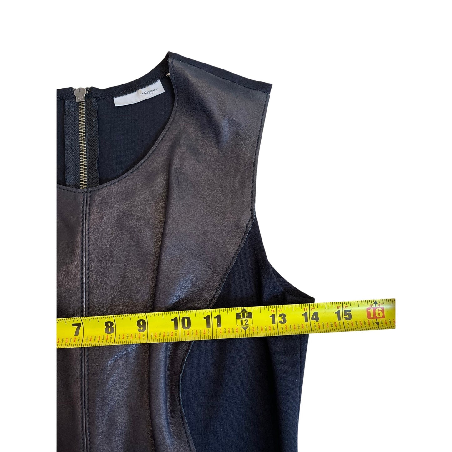 Halogen Black Genuine Leather Ponte Fit & Flare Dress Size 0