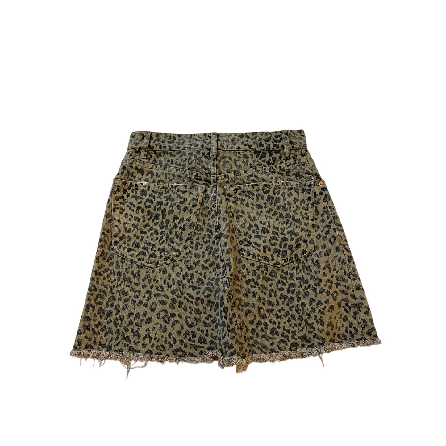 Zara Leopard Print Denim Mini Skirt XS