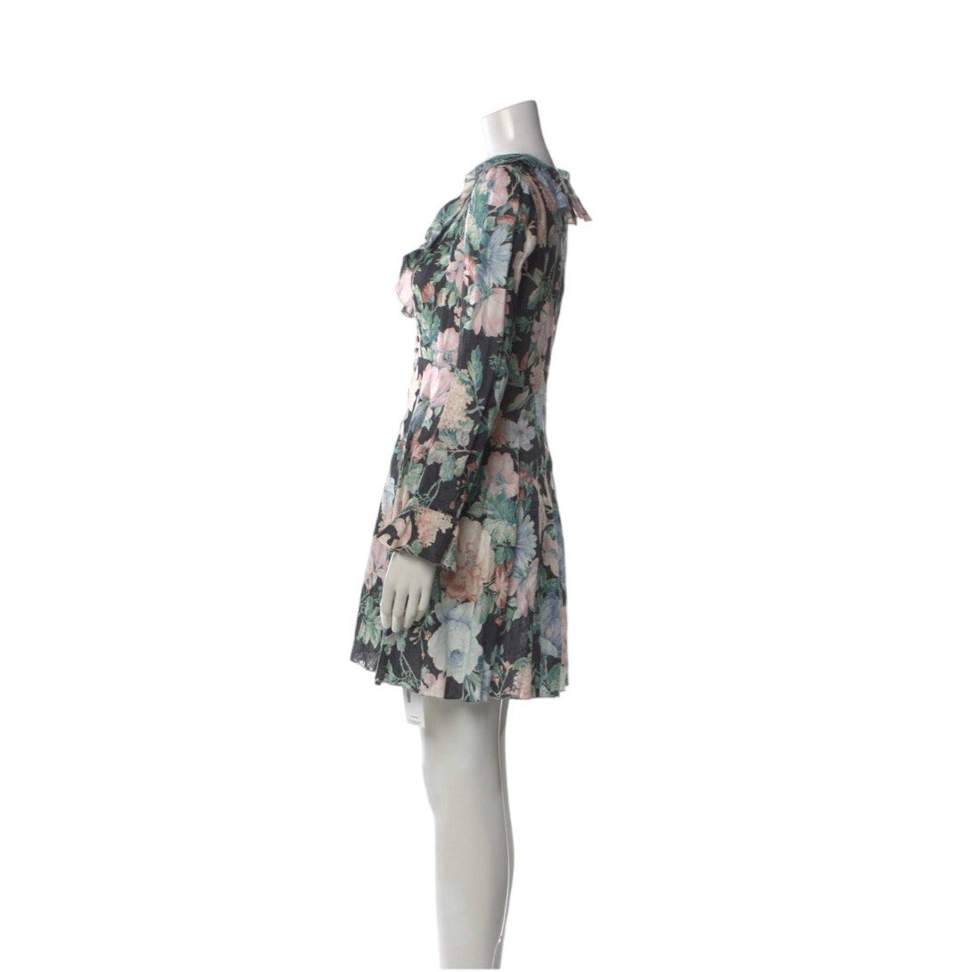 zimmermann floral mini dress long sleeve