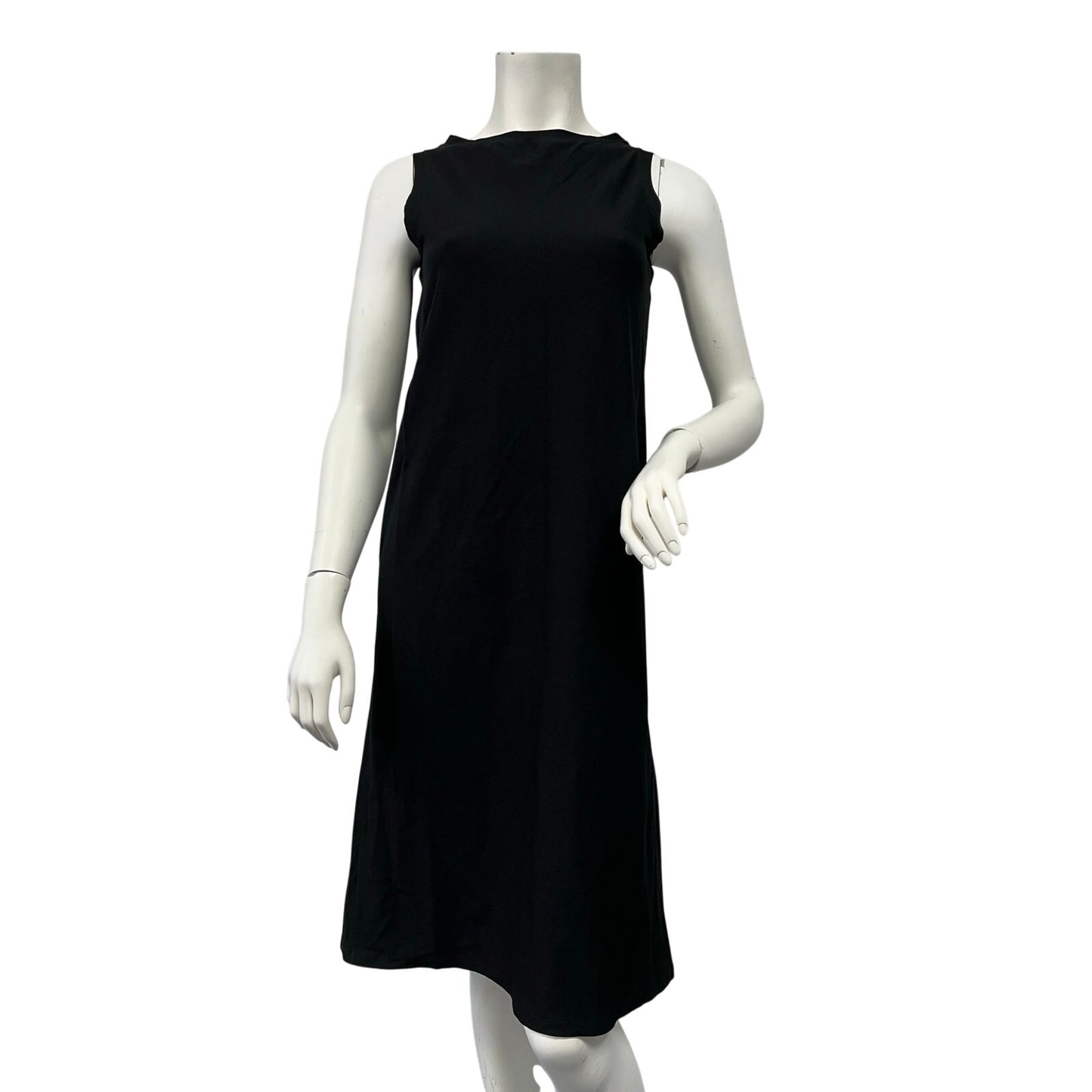 Eileen Fisher NWT Black Bateau Neck Sleeveless Midi Dress XXS Minimalist