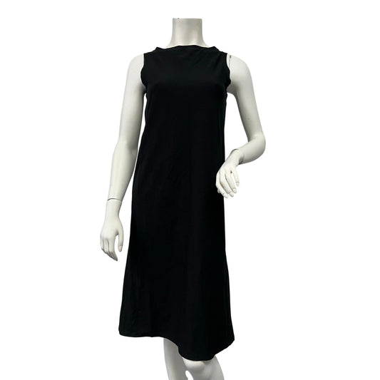 Eileen Fisher NWT Black Bateau Neck Sleeveless Midi Dress XXS Minimalist