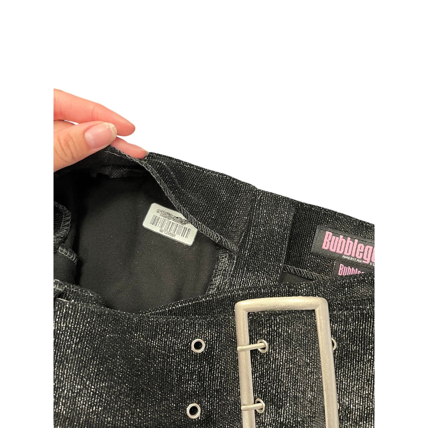 y2k bubblegum sparkly mini skirt with belt sz 11/12