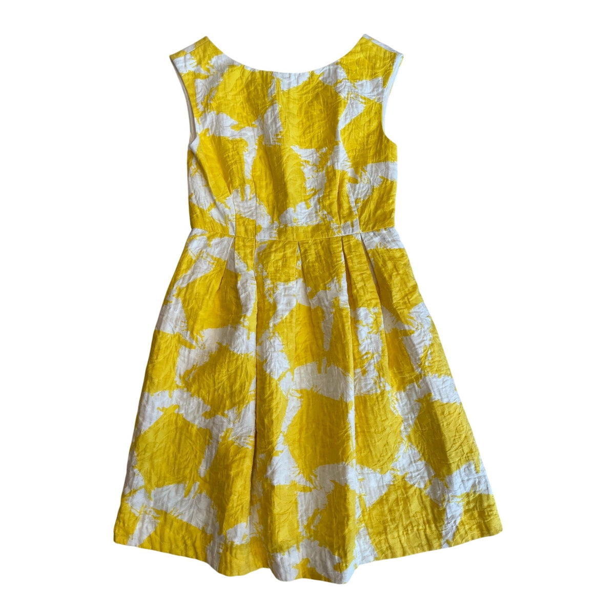 Shoshanna Yellow White Abstract Print Fit & Flare Midi Dress Size 6