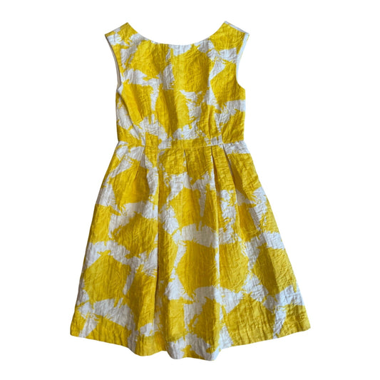 Shoshanna Yellow White Abstract Print Fit & Flare Midi Dress Size 6