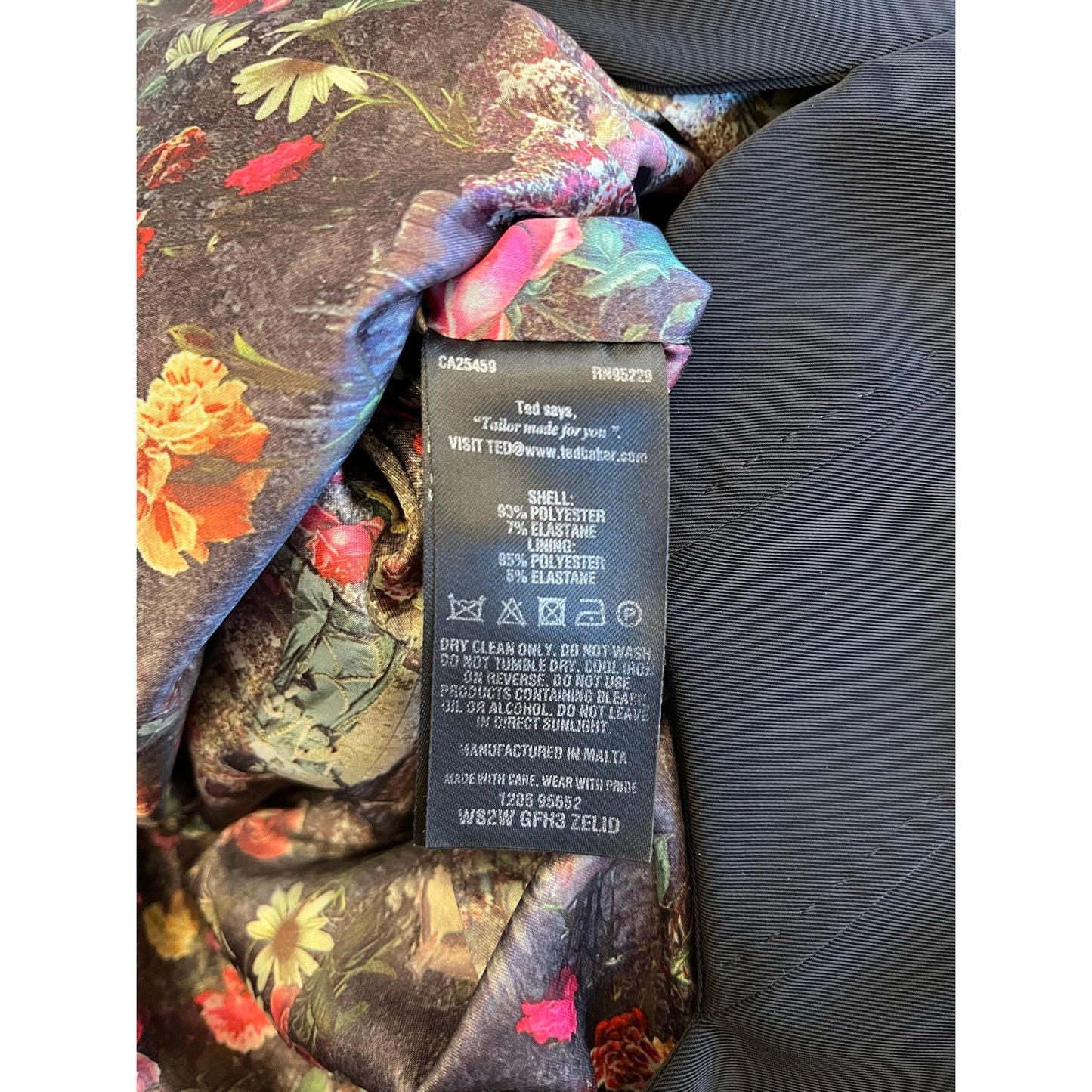 Ted Baker London Black Sweetheart Neck Sheath Dress Floral Lined Size 0 XS