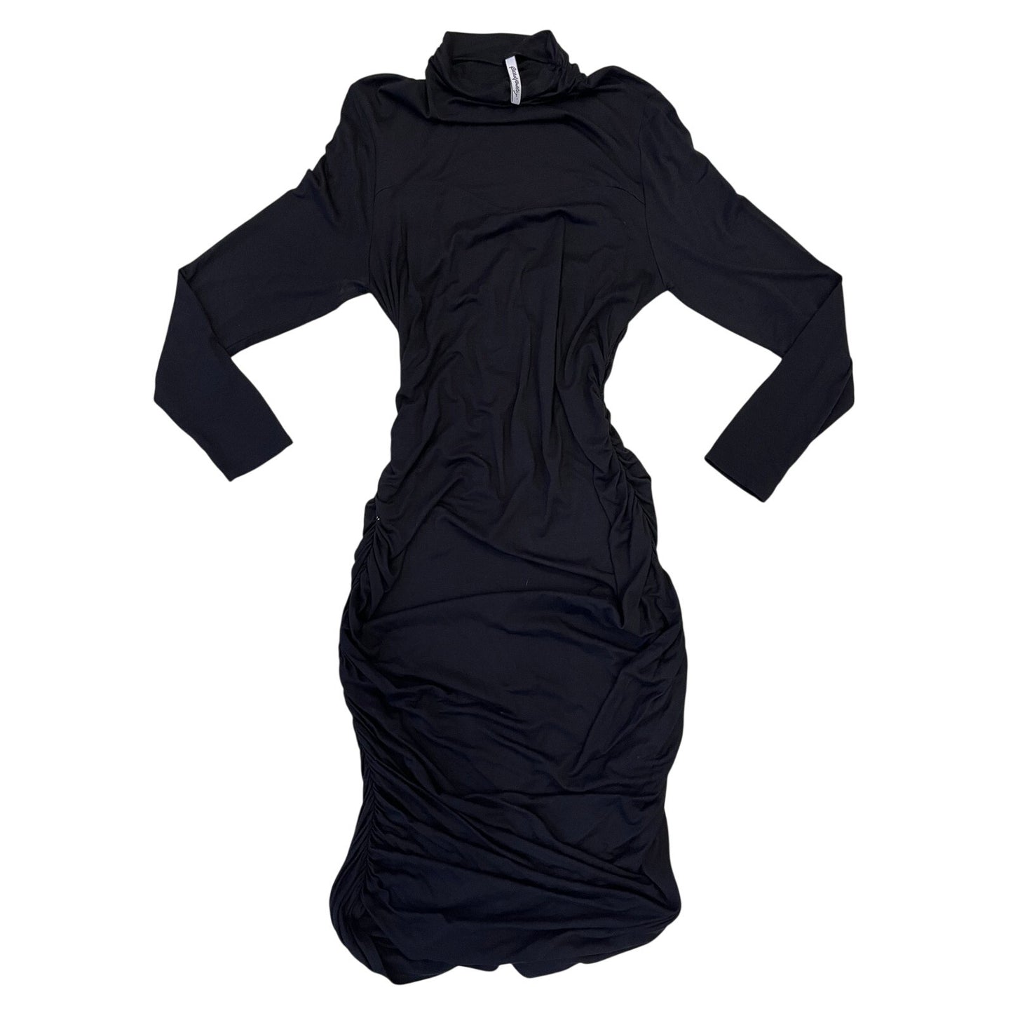 2x scrunched long sleeve maxi dress turtleneck