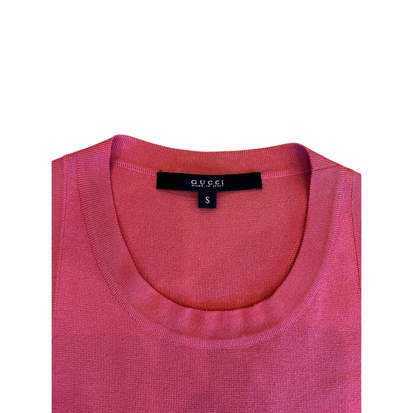 Gucci Pink Silk Blend Knit Sleeveless Tank Top Size S Made in Italy