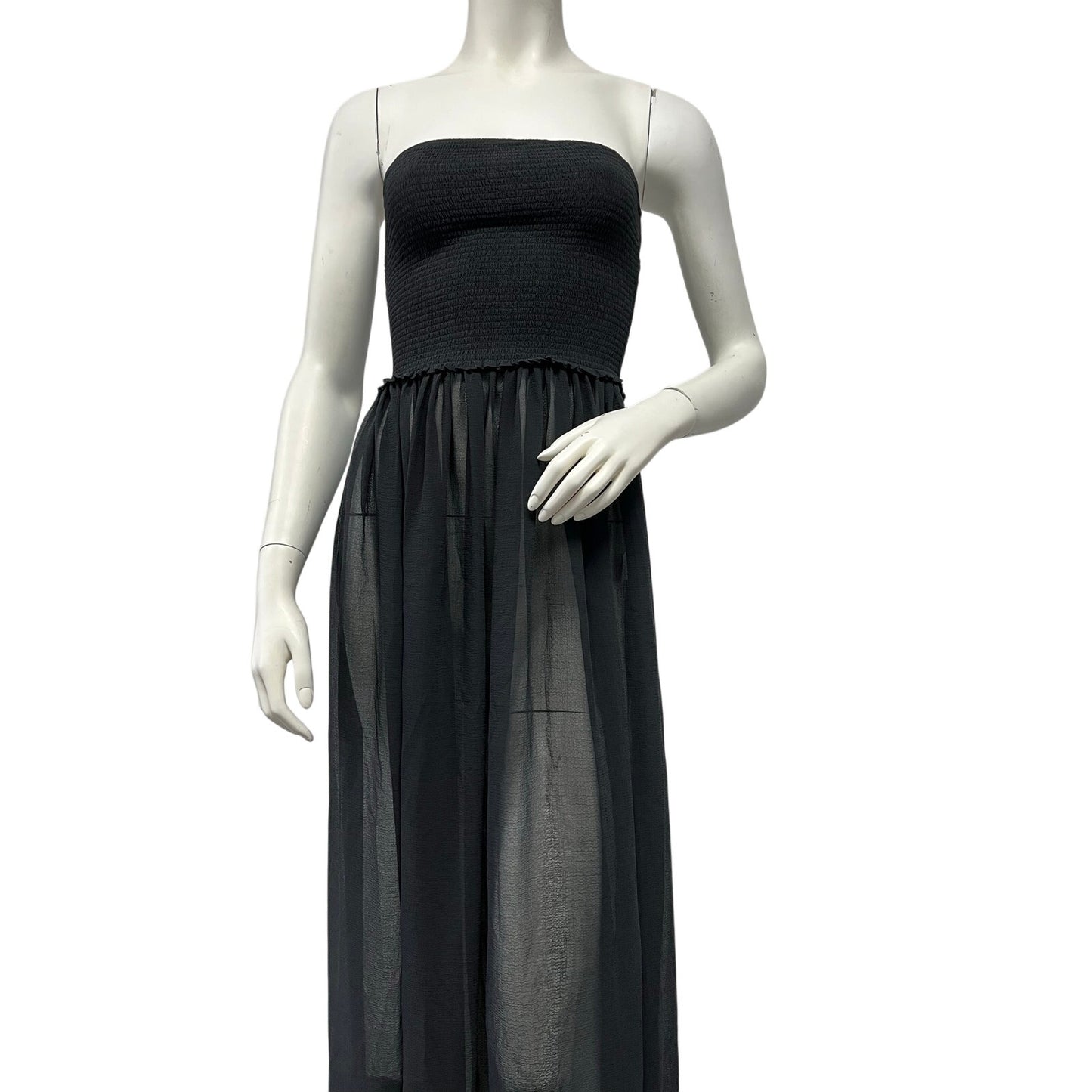 NWT Ramy Brook Calista Black Sheer Cover Up Maxi Dress Size Small