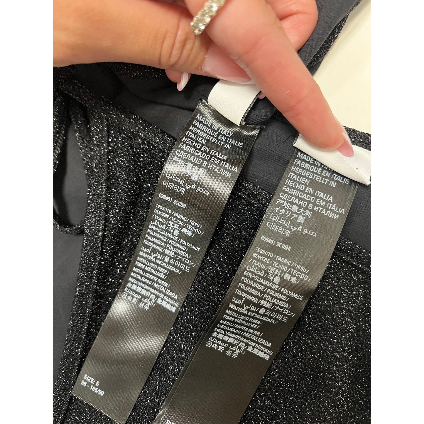 Authentic Balenciaga Metallic Glitter Triangle Bikini Set Black Size S NWT