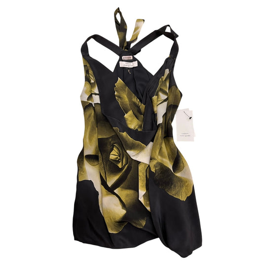 NWT Robert Rodriguez Silk Rose Print Draped Halter Cocktail Dress Size 2