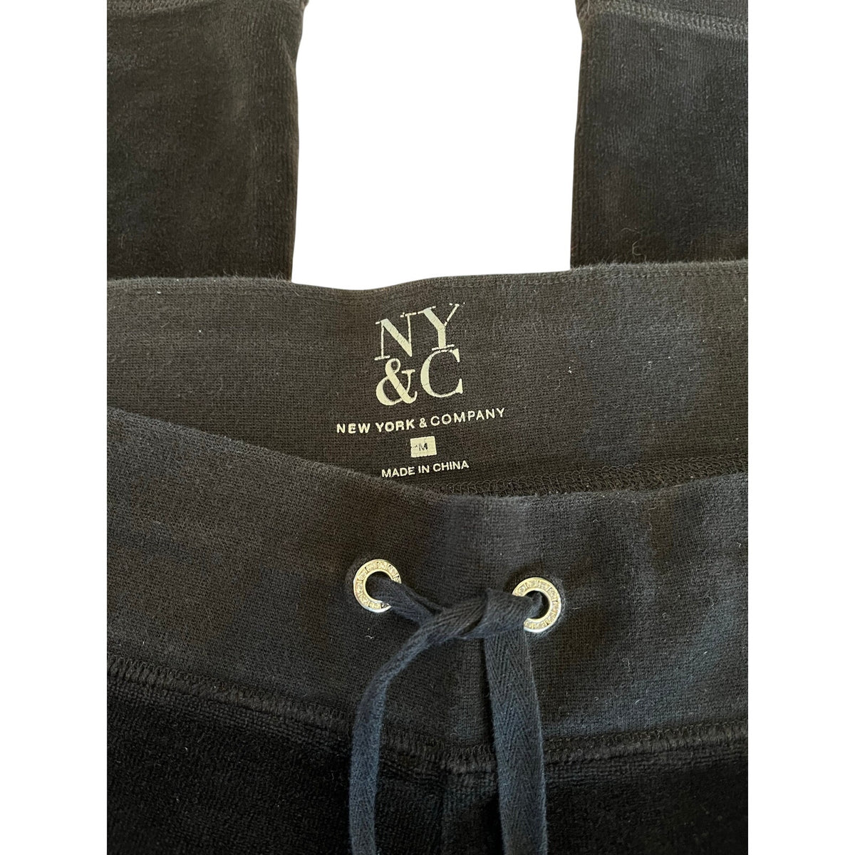 New York & Company Black Velour Drawstring Pants M 2000s