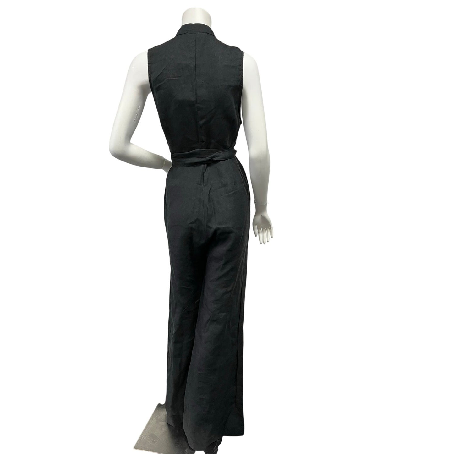 NWT Bondi Born Trinidad Organic Linen Jumpsuit Black Size S Luxury Resortwear