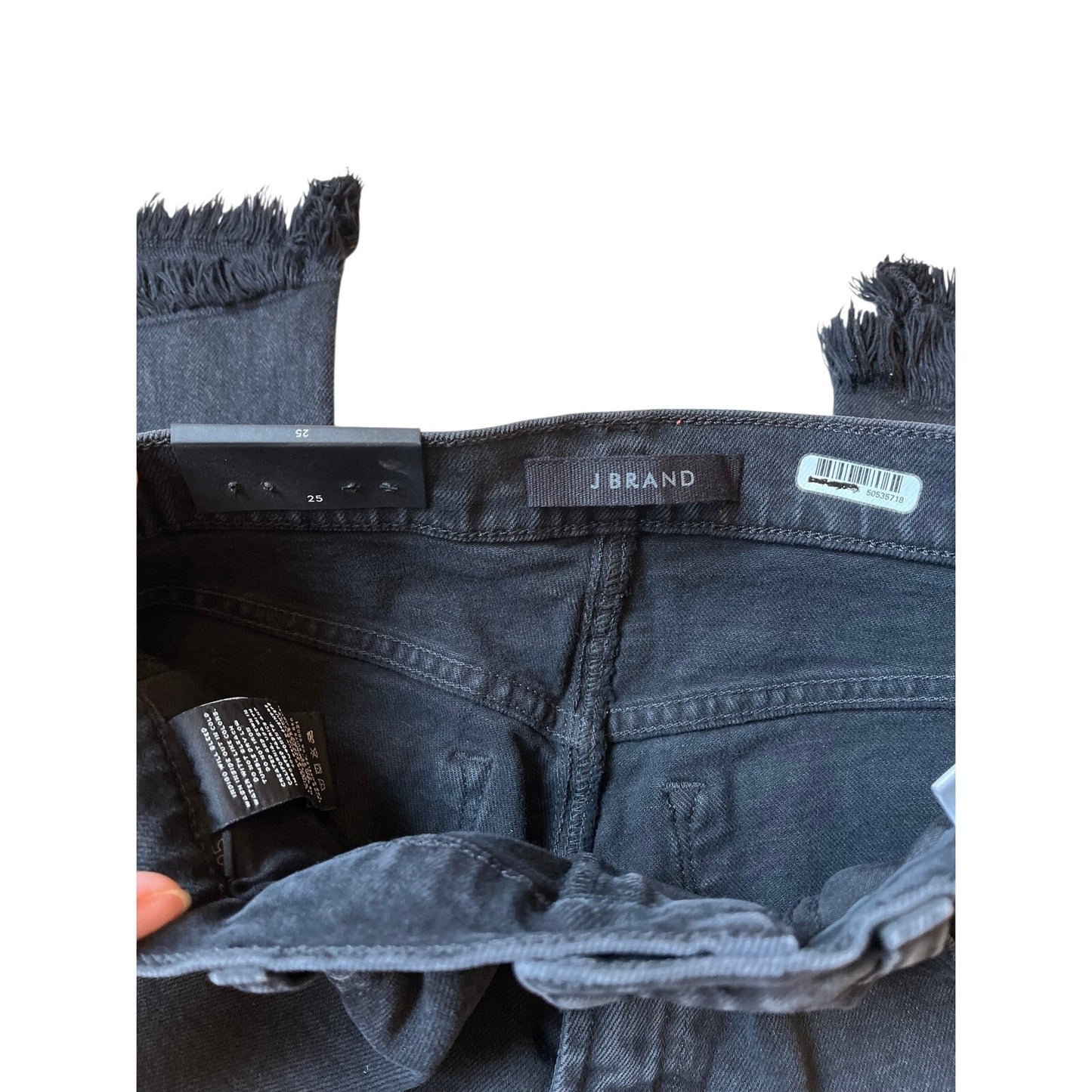 NWT J Brand Julia Wide Leg Jeans Black Real-Life Rigid Frayed Hem Size 25