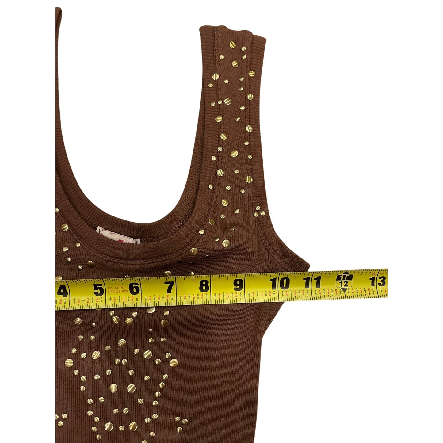 Ya-Ya Love Brown Studded Ribbed Mini Dress Size M 2000s Made USA